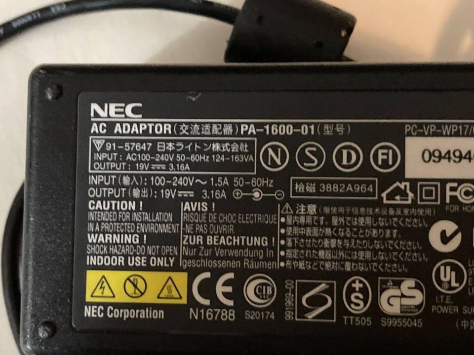 *Brand NEW*NEC 19V 3.16A AC Adaptor PA-1600-01 POWER Supply